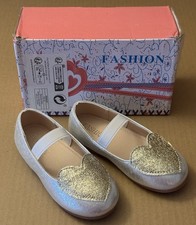 FASHION Gold And Silver Heart Ballet Shoes For Toddler Girl Size 10-10.5