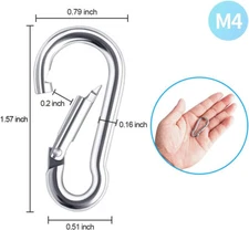 M4 Stainless Steel Spring Snap Hook Carabiner Carabiner Clips 1.57inch 20/40Pcs