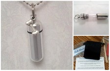 Lovely Dog Bone CREMATION URN with Silver Necklace, Velvet Pouch, and Fill Kit