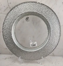 The Cellar Macy's 12.5" CHARGER PLATES , glass with silver glitter, NWT-Set of 4