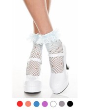 Brand New Net Pattern Ankle High Socks With Ruffle Trim Music Legs 517