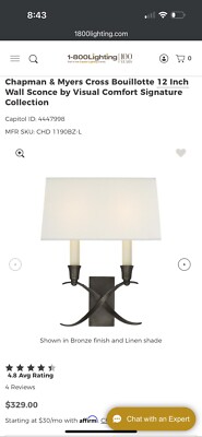Chapman & Myers Cross Bouillotte 12 Inch Wall Sconce By Visual Comfort  - Pair