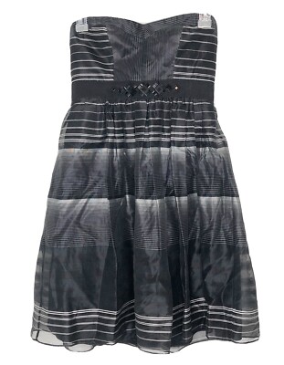 BCBG Max Azria Silk Blend Strapless Cocktail Black Mesh Flare Dress Size 2  C3 | eBay
