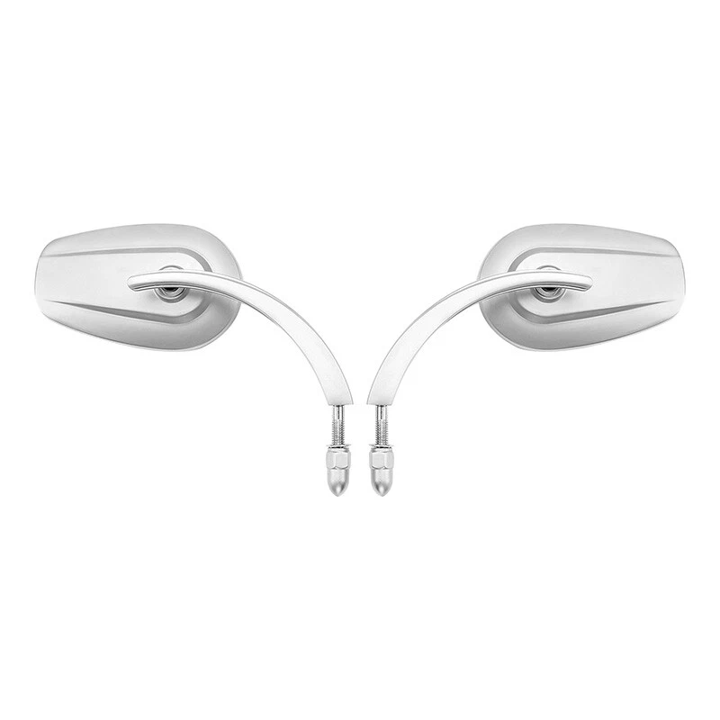 Espejos retrovisores grandes cromados satinados aptos para Harley Street Glide Softail Fatboy Foto 2 de 4