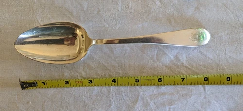 REED AND BARTON STERLING SILVER POINTED ANTIQUE  1 SERVING SPOON monogram "H"