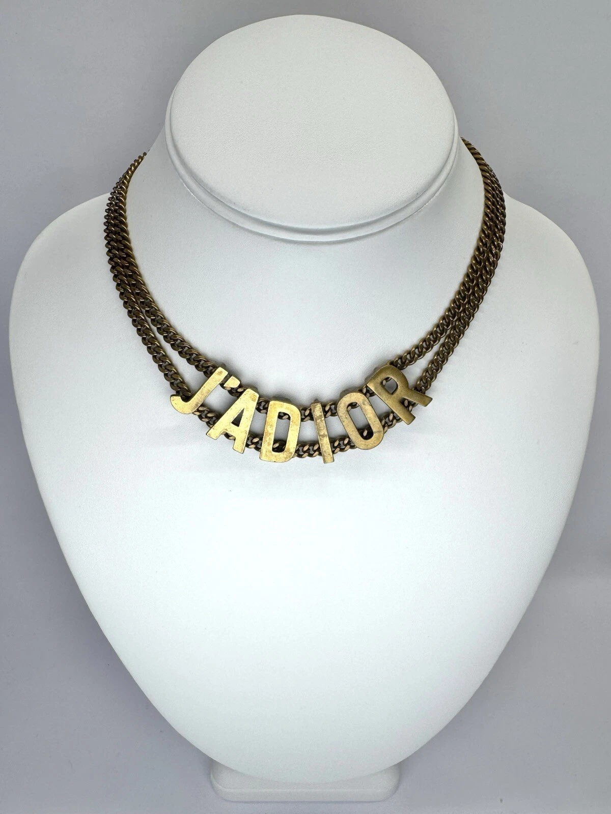 CHRISTIAN DIOR J’ADIOR Logo Pendentif Chaîne Collier Vintage Bijoux N90