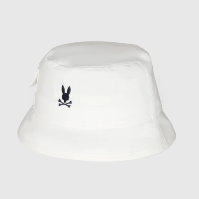 NEW* Men Psycho Bunny Manvel Embroidery Bucket Hat White