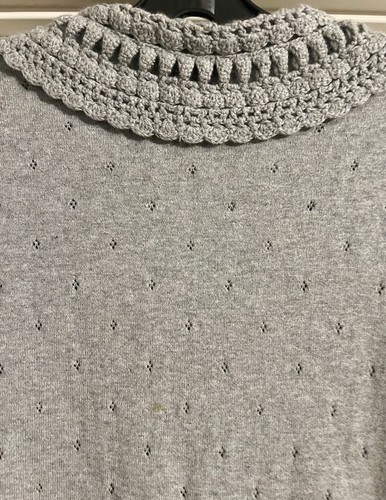 Banana Republic Boho Crochet Collar Pockets Size M Cotton Angora Blend Cardigan - Picture 11 of 14