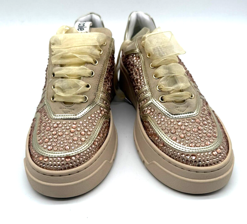 scarpe sneakers donna Kenneth Cole New York Camoscio Strass oro - Foto 3 di 7