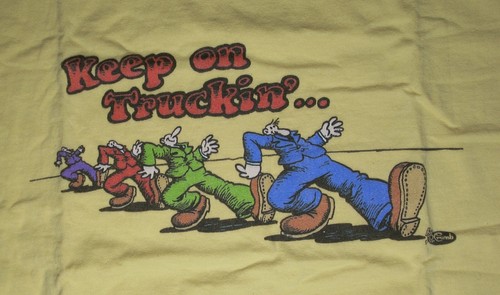 R. Crumb KEEP ON TRUCKIN'... T-Shirt LARGE Robert Comics Yellow Gildan - Picture 3 of 7