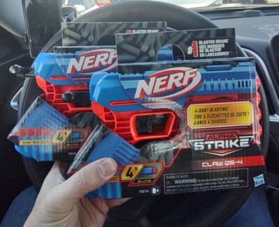 2x Nerf Alpha Strike Claw Q5-4 Elite Blaster Battle Lot Hasbro Age 8+ W/ 4 Darts