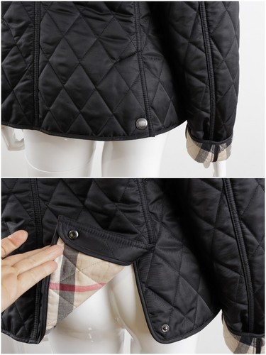 NWOT Women's Burberry Brit Size L Black Quilted Jacket Nova Check - Picture 14 of 14