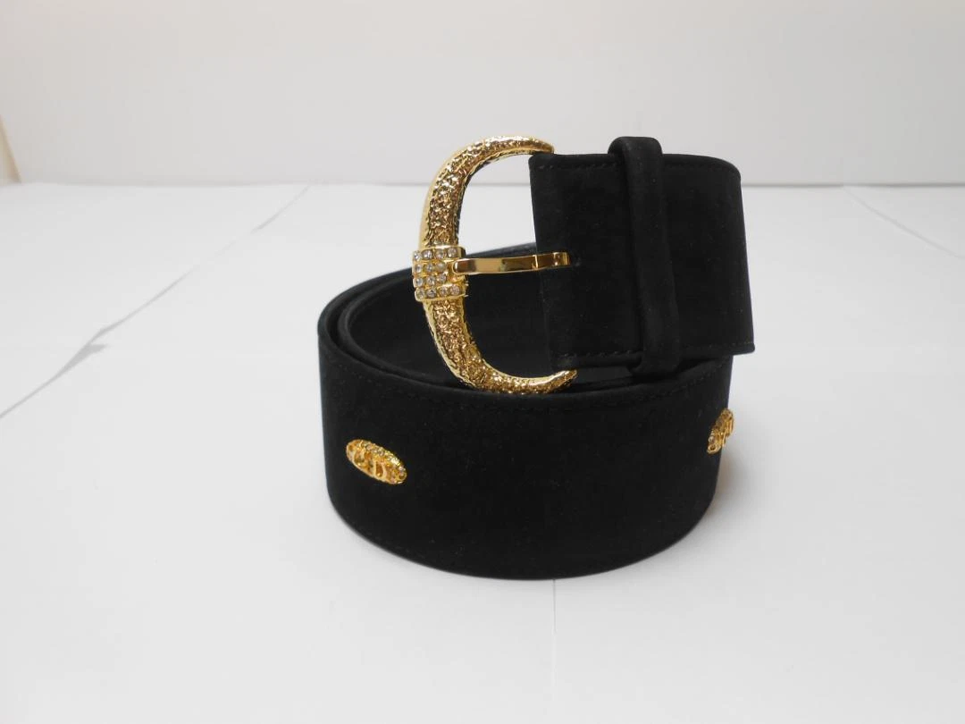 Ceinture mode femme Christian Dior daim noir qualité authentique