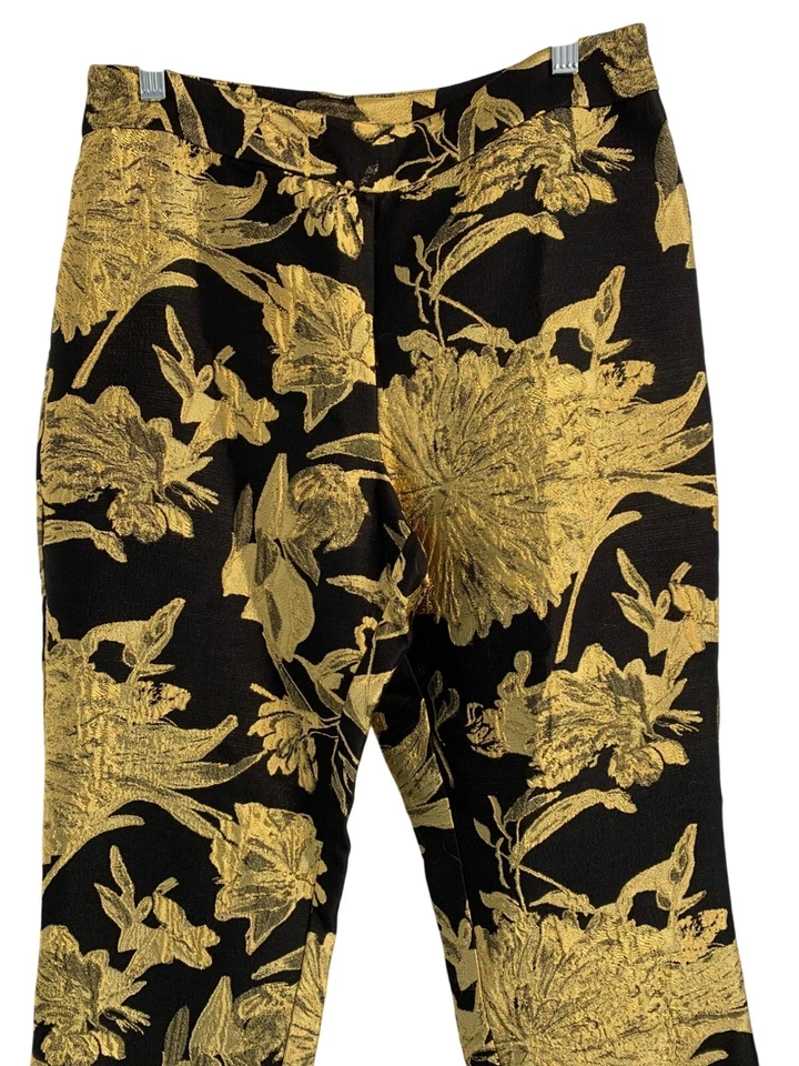 Natori Womens Black & Gold Jacquard Crop Pants Size 8 NWT 8959 $248 - Image 3 of 4