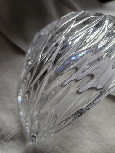 Dicke massive klare Bleikristall geschliffenes Glas Muster Schale gebogen halbmondartige Form - Bild 22 von 24