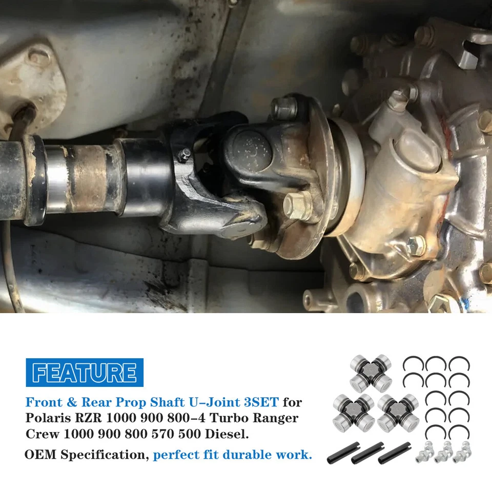 Front & Rear Prop Shaft U-Joint 3SET for Polaris RZR 900 2014 2015- 2020 3235500 - Image 4 of 4