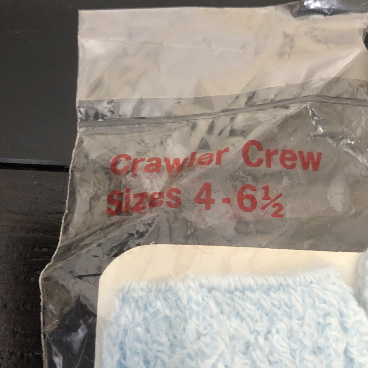 VINTAGE Humpty Dumpty Baby Blue Crawler Crew Socks One Pair Size 46 1/