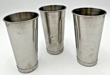 (3) VOLLRATH 48070 STAINLESS STEEL 7" TALL MILKSHAKE, MALT MIXER CUPS