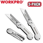 WORKPRO 3-Pack Folding Utility Knife Set EDC Knife Quick Change Blade Pocket
