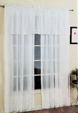 United Curtain Sheer White Solid Batiste Rod-Pocket Curtain Panel, 54"x45"