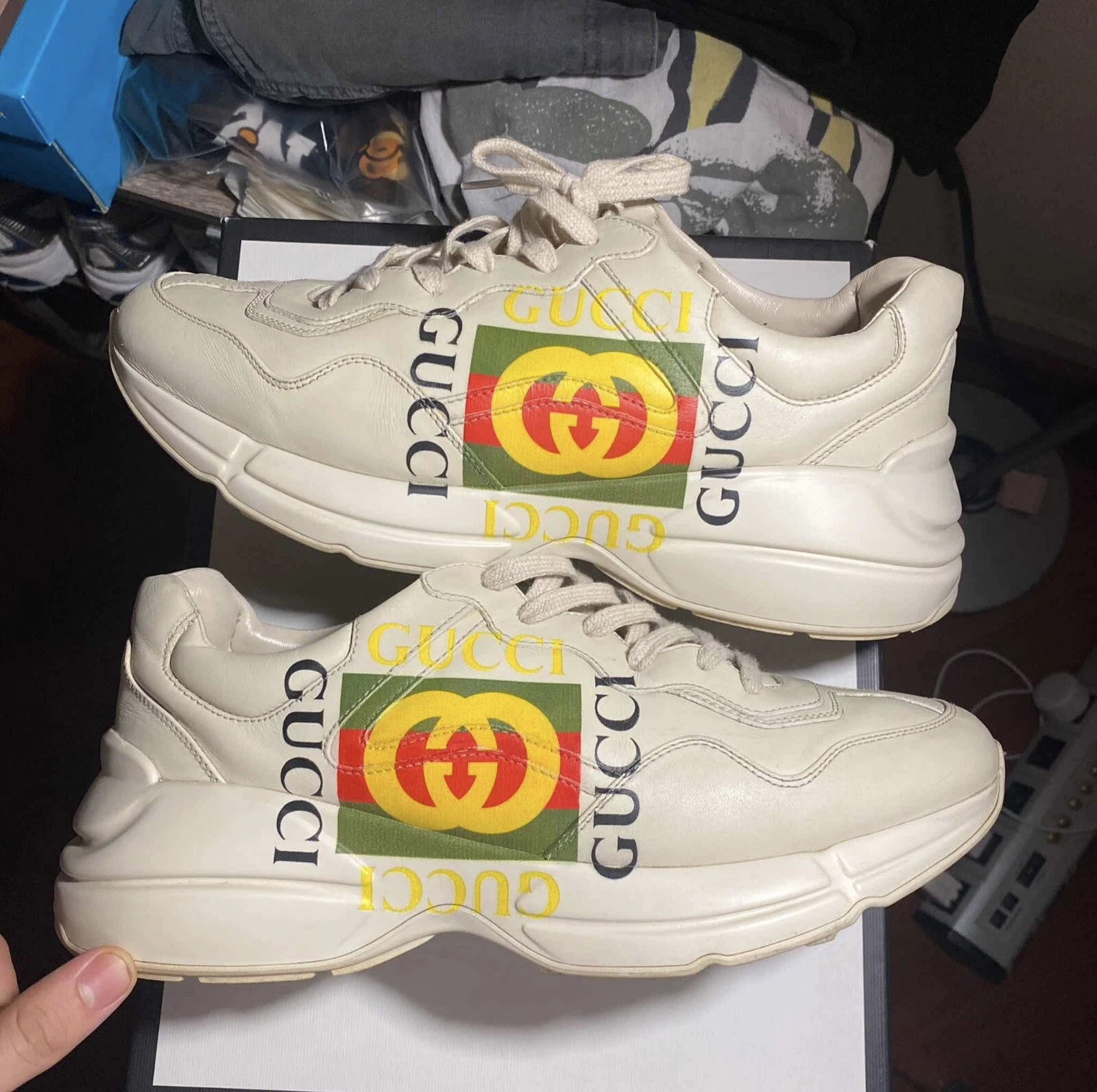 Baskets en cuir Gucci Rhyton logo vintage