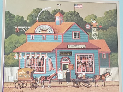Charles Wysocki Stampa Opaca "Barton Meat Market" Arte Popolare Vintage - Foto 2 di 6