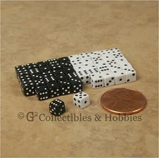 NEW 5mm 50 Black White Mini Dice Set RPG Game Miniature 3/16 inch Tiny D6 Koplow
