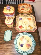 Medici by TABLETOPS UNLIMITED. Hand Painted  Dinnerware. 11 Pieces