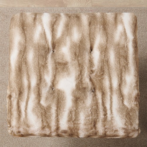 Stripe Faux Fur Square Ottoman Foot Stool Vanity Makeup Seat w/ Metal X-Leg 19"H - Picture 4 of 38