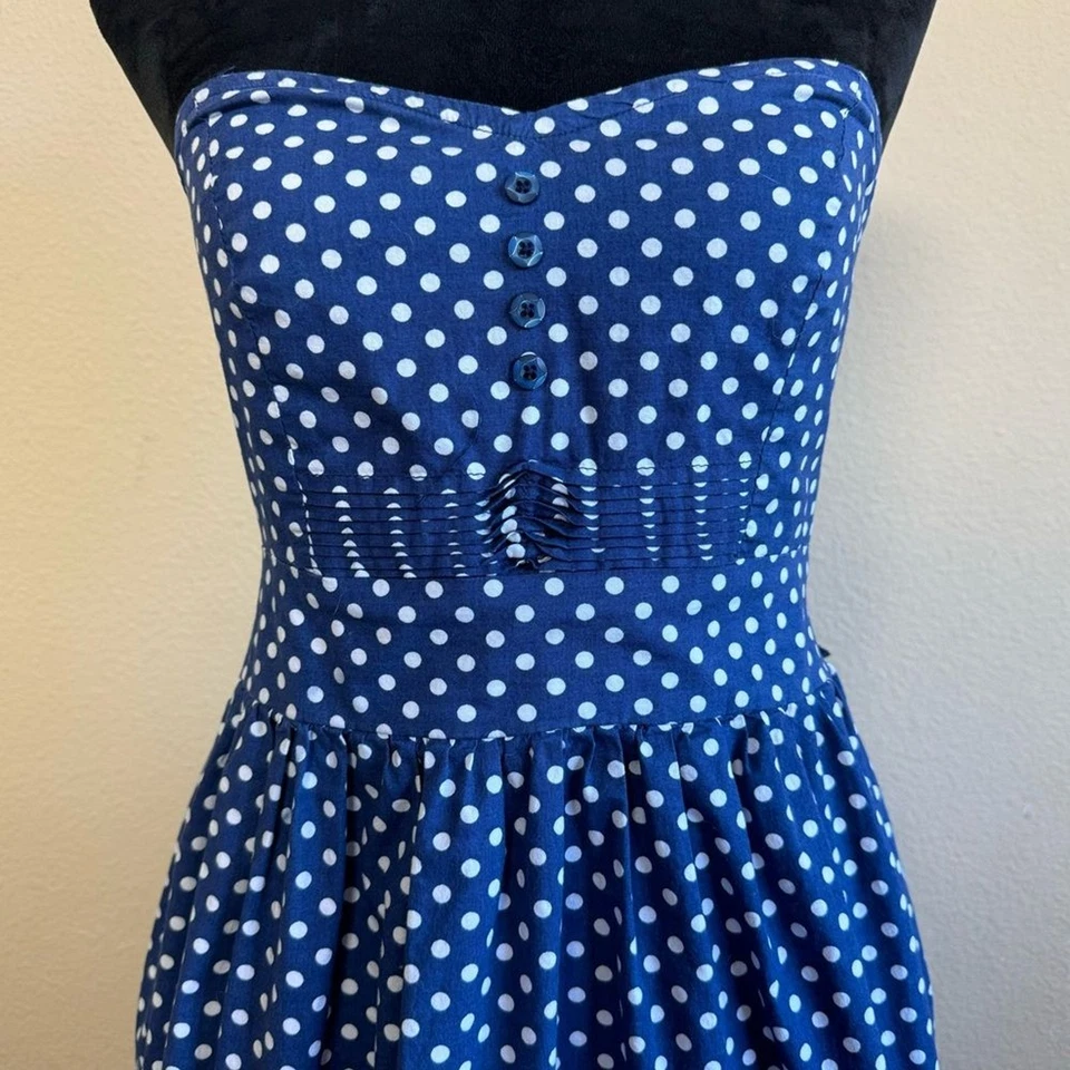 BeBop Vestido Mujer Mediano Mezcla Algodón Lunares Mini Sin Tirantes Ajuste y Acampanado Y2K Foto 3 de 4