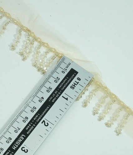 Borla de sari nupcial con flecos de cristal de 1 yarda coser borde de cortina encaje 1 pulgada - Imagen 21 de 49