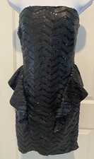 Bebe Black Sequined Strapless Party Dress Size Small