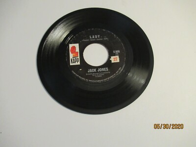 Jack Jones: Lady / Afraid To Love / 45 Rpm 1967 Kapp 800