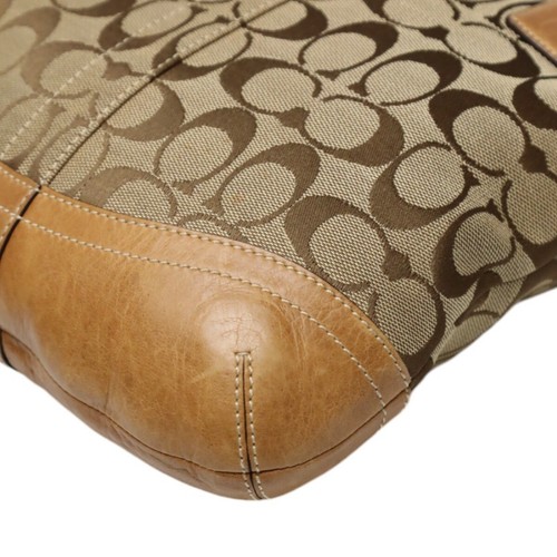 Borsa a tracolla Coach tela x pelle firmata pelle cammello donna 3574 - Foto 7 di 20