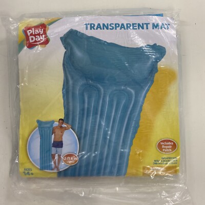 Play Day Inflatable Transparent Pool Mat (Blue) and Fish Float 2 Pieces