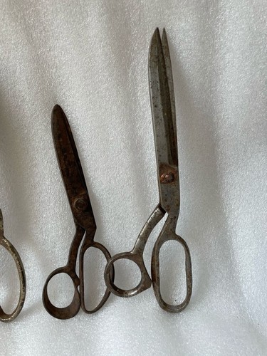 Antique Handmade Scissors Iron & Brass Hand Forged Primitive Retro Decor 4 Pc - Picture 14 of 22