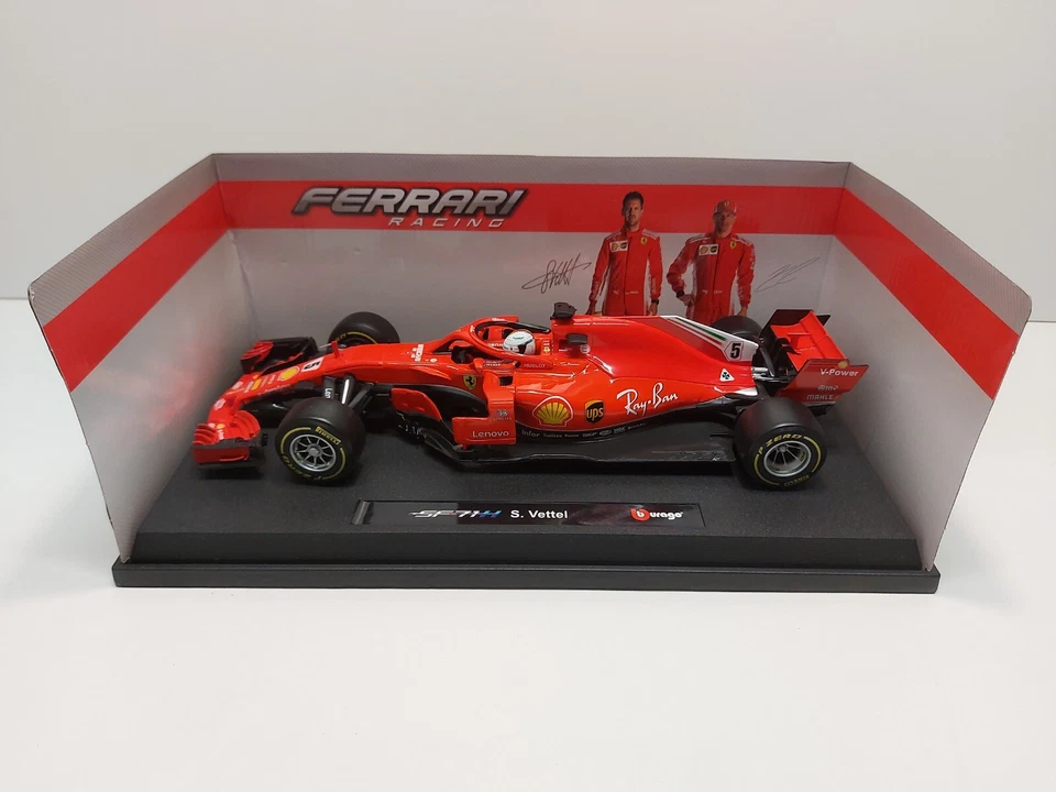 F1 Formula 1 Ferrari SF71H 2018 Sebastian Vettel Burago 1:18 con Box - Immagine 2 di 4
