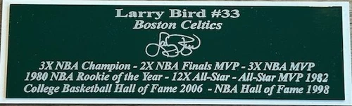 Larry Bird Nameplate Boston Celtics Autograph Photo Basketball Jersey