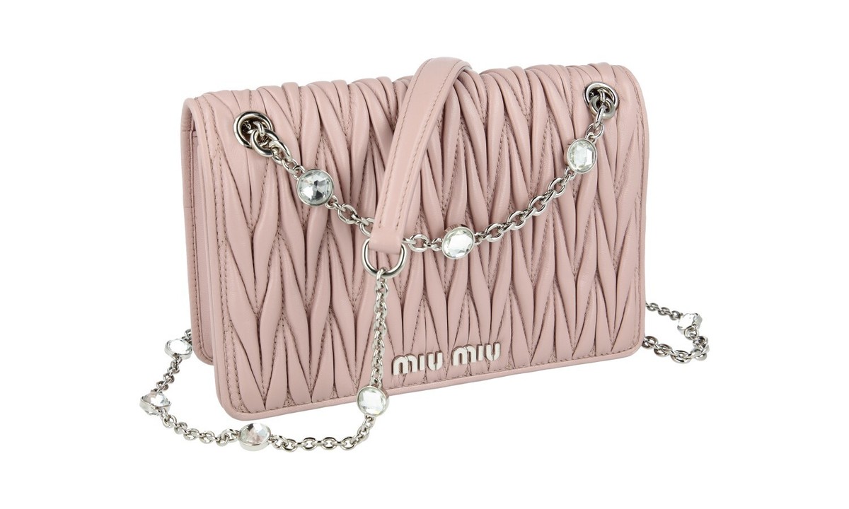 MIU MIU BY PRADA MATELASSE CRYSTAL SHOULDER BAG HANDBAG MIU MIU BY PRADA MATELASSE CRYSTAL SHOULDER BAG HANDBAG