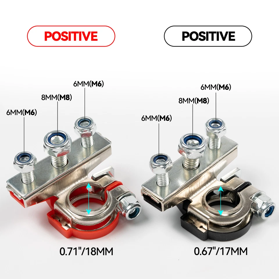12V Car Marine Top Post Battery Fast Terminals Cable Connectors Clamps 3 Way Foto 2 de 4
