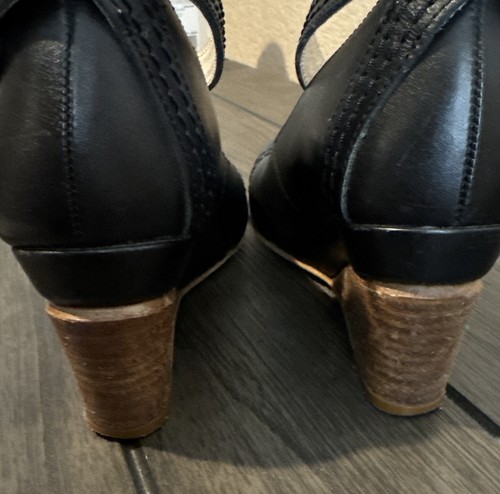 Zeppe alla caviglia vintage Fly Girl Fly London in pelle nera misura 6,5, 37 - Foto 8 di 10