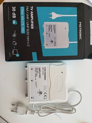 Metronic 432176 Innenverstärker +Gain-Regler FM-UHF, max. 30 dB, 4G Signalverst 