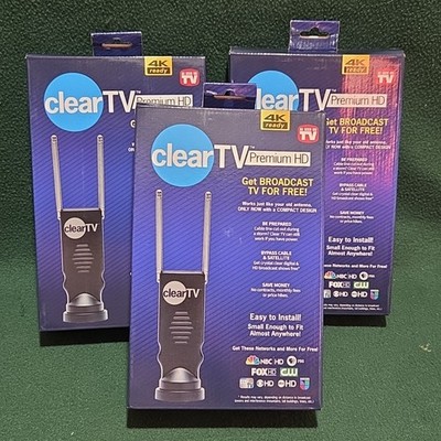 Clear TV Premium HD Mini 4K Ultra TV Antenna Free Broadcasting (QTY 3) NIB