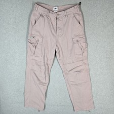 OBEY Women Pants 29 Pink Cargo Twill 28" Inseam Logo Outdoor Y2K Baggy