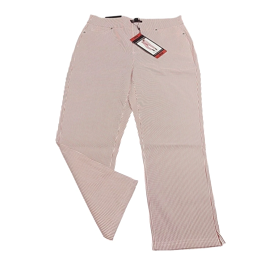 Mario Serrani Womens Stretch Capri Pull On Striped Pants Medium Sz Red/Ivory
