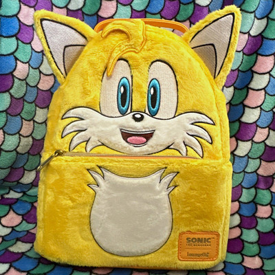 Loungefly Sonic the Hedgehog Tails Mini Backpack Yellow Faux Fur Zip