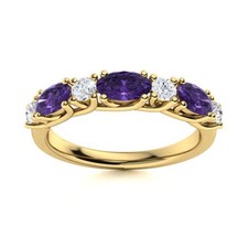 Crown Chakra Amethyst Stone Mother Eternity Ethnic Ring Jewelry 925 Silver