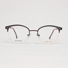 DUTZ DZ836 Women's Round Semi-Rimless Glasses in Green / Rose Burgundy | 48mm