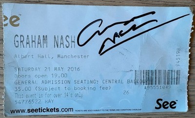 GRAHAM NASH SIGNED TICKET ALBERT HALL, MANCHESTER (2016)