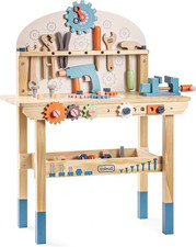 Large Wooden Play Tool Workbench Set for Kids Toddlers, Construction Workshop To